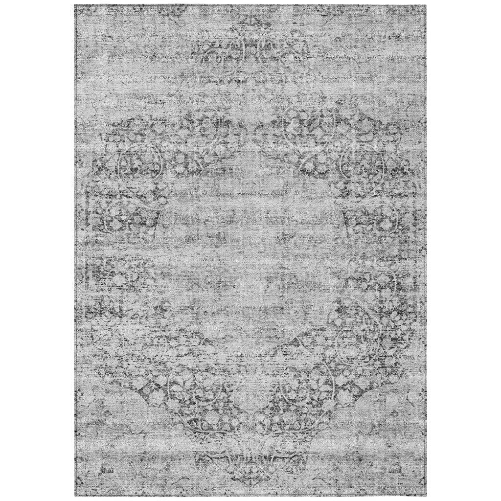 Sylvia Gray Washable Indoor - Outdoor Rug - LOOMLAN - LOOMLAN Rugs - Outdoor Rugs
