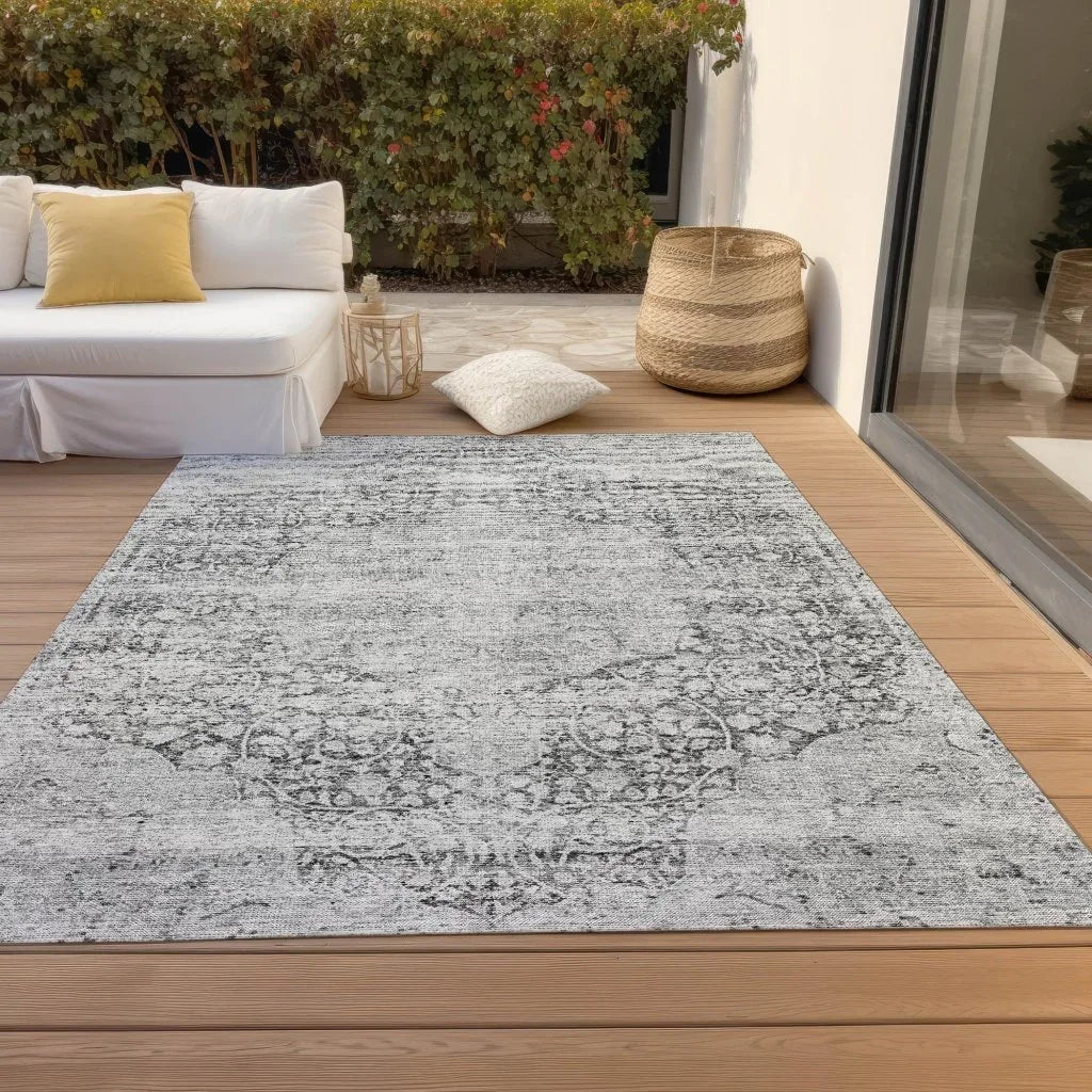 Sylvia Gray Washable Indoor - Outdoor Rug - LOOMLAN - LOOMLAN Rugs - Outdoor Rugs