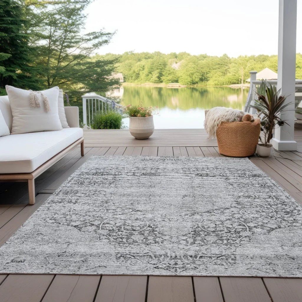 Sylvia Gray Washable Indoor - Outdoor Rug - LOOMLAN - LOOMLAN Rugs - Outdoor Rugs