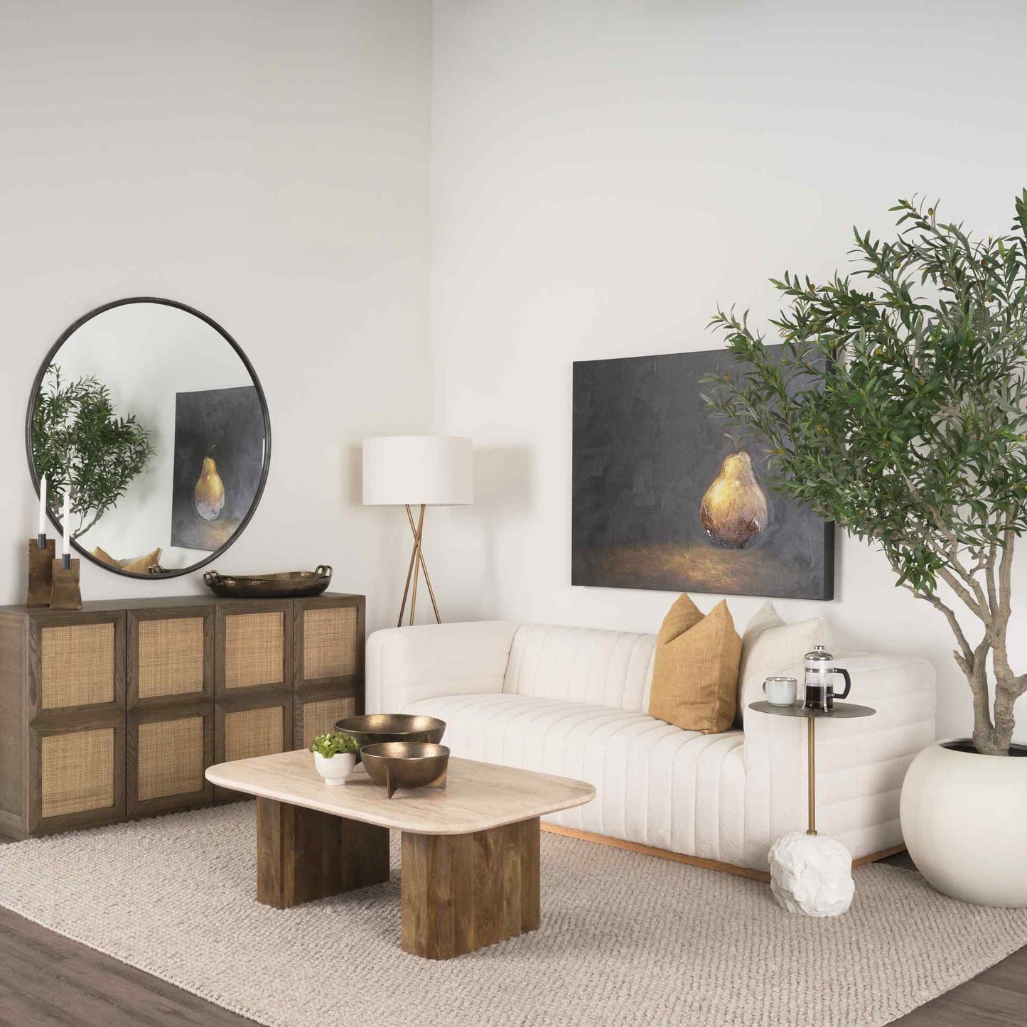 Symona Travertine Top Coffee Table