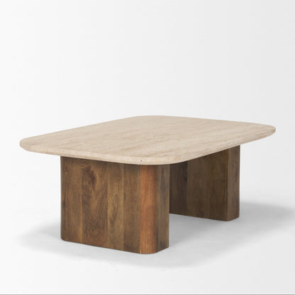 Symona Travertine Top Coffee Table