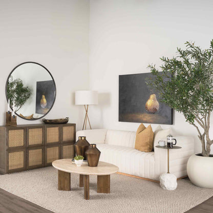 Syona Travertine Top Oval Coffee Table