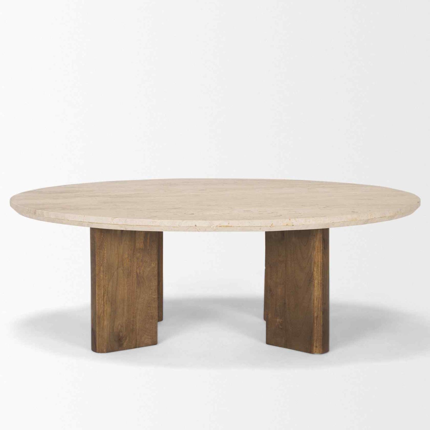 Syona Travertine Top Oval Coffee Table