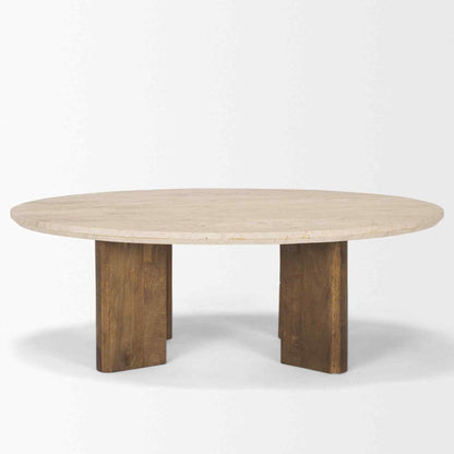 Syona Travertine Top Oval Coffee Table