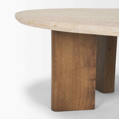 Syona Travertine Top Oval Coffee Table