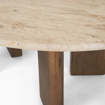 Syona Travertine Top Oval Coffee Table