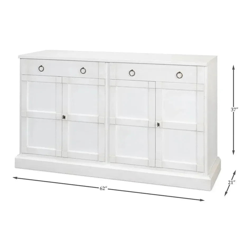 TV Stand Media Console Cortina White Wood - LOOMLAN - Sarreid - TV Stands & Media Centers