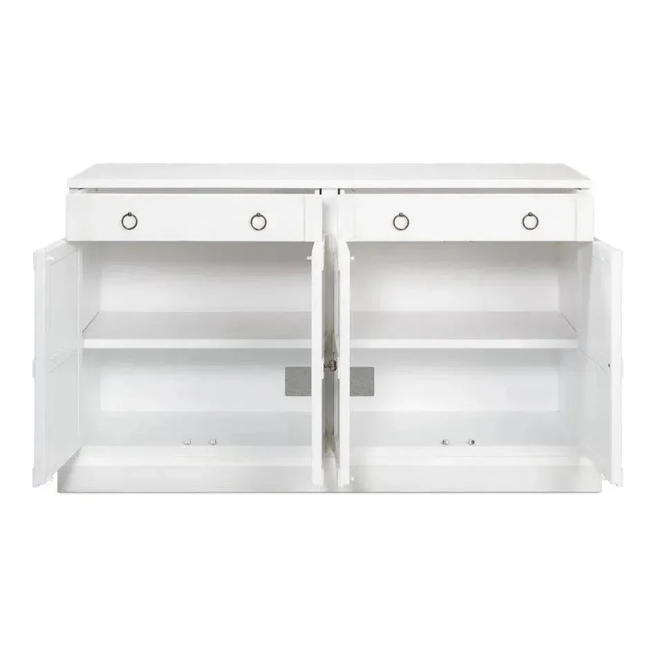 TV Stand Media Console Cortina White Wood - LOOMLAN - Sarreid - TV Stands & Media Centers