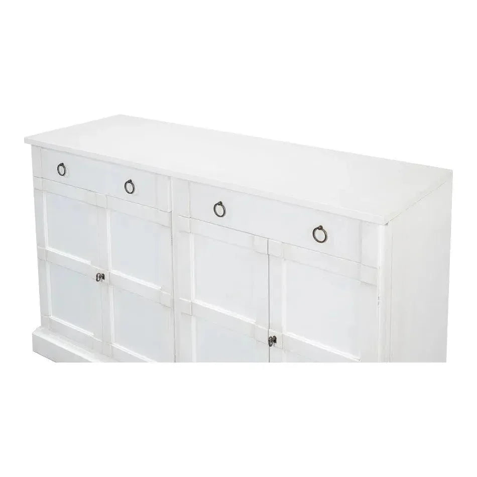 TV Stand Media Console Cortina White Wood - LOOMLAN - Sarreid - TV Stands & Media Centers