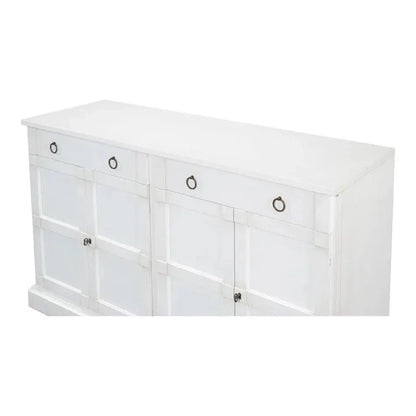 TV Stand Media Console Cortina White Wood - LOOMLAN - Sarreid - TV Stands & Media Centers