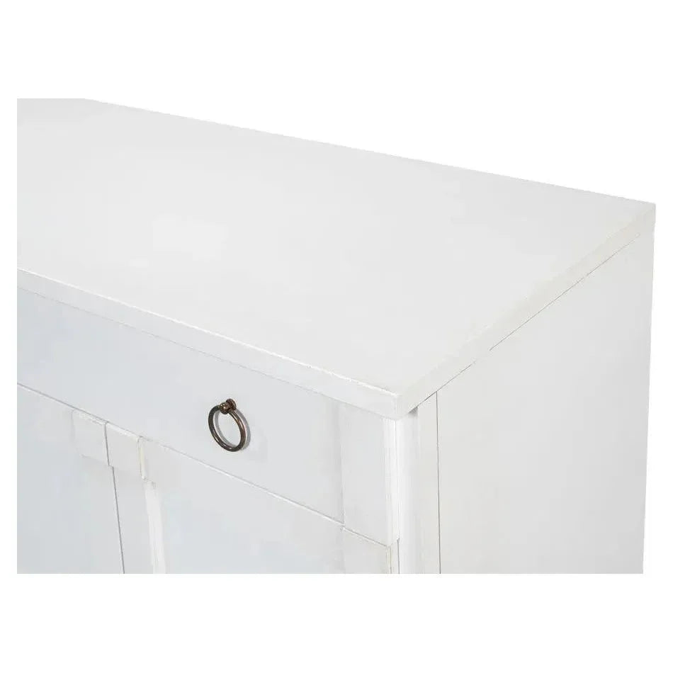 TV Stand Media Console Cortina White Wood - LOOMLAN - Sarreid - TV Stands & Media Centers