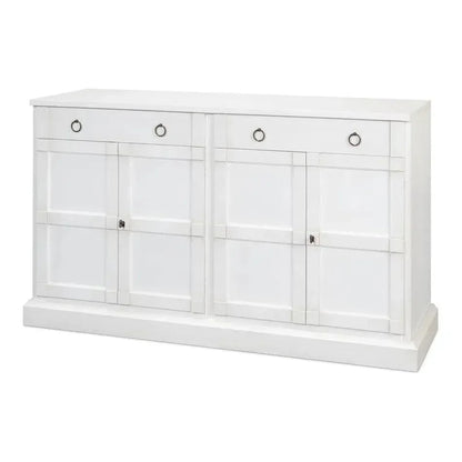 TV Stand Media Console Cortina White Wood - LOOMLAN - Sarreid - TV Stands & Media Centers