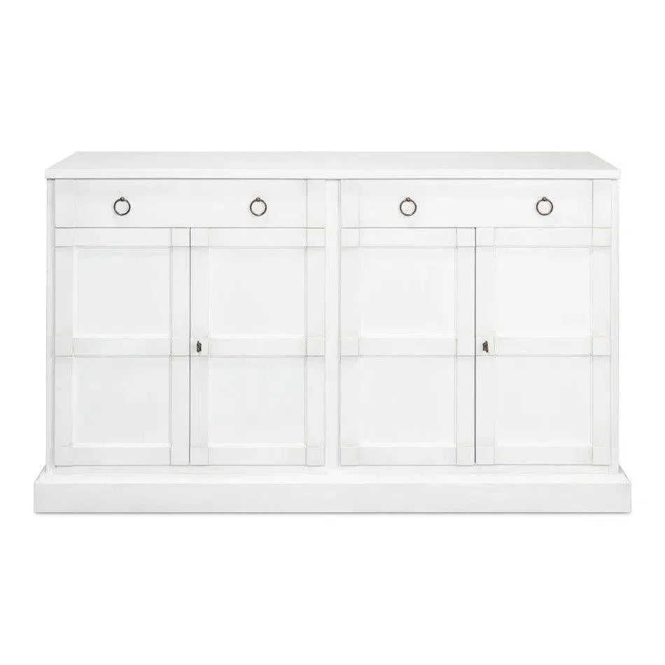 TV Stand Media Console Cortina White Wood - LOOMLAN - Sarreid - TV Stands & Media Centers