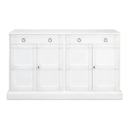 TV Stand Media Console Cortina White Wood - LOOMLAN - Sarreid - TV Stands & Media Centers