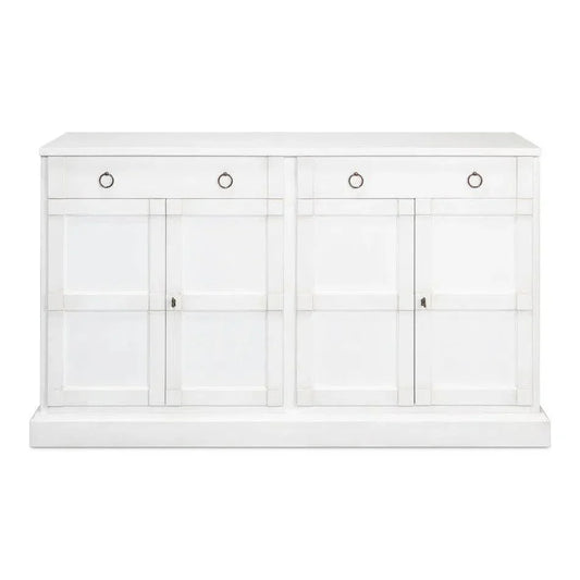 TV Stand Media Console Cortina White Wood - LOOMLAN - Sarreid - TV Stands & Media Centers