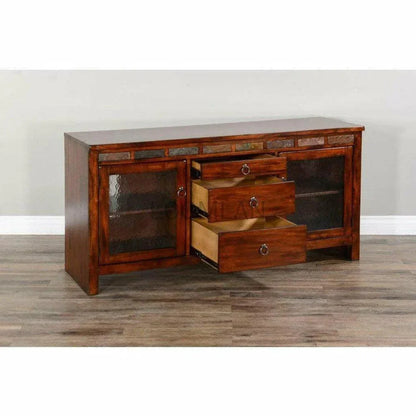 TV Stand Media Console Dark Wood Cabinet - LOOMLAN - Sunny D - TV Stands & Media Centers