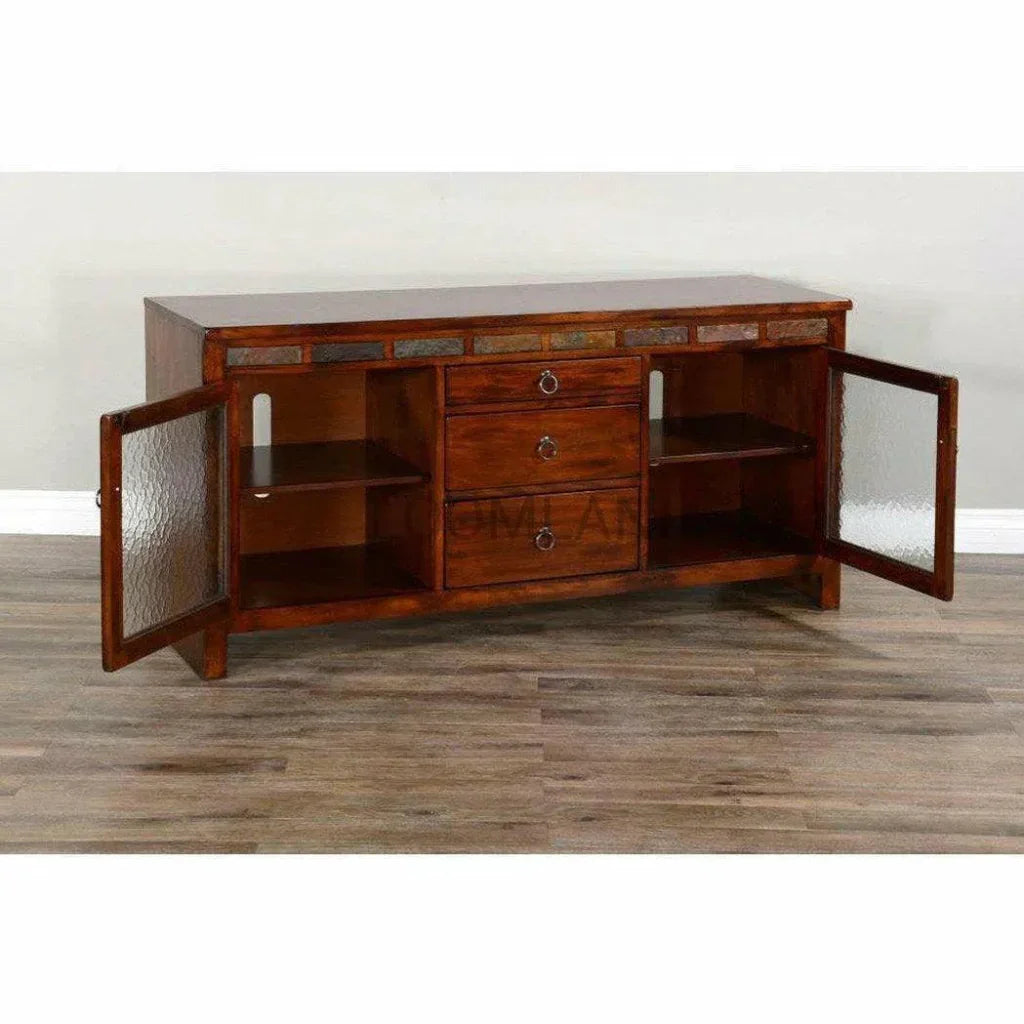 TV Stand Media Console Dark Wood Cabinet - LOOMLAN - Sunny D - TV Stands & Media Centers