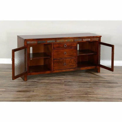 TV Stand Media Console Dark Wood Cabinet - LOOMLAN - Sunny D - TV Stands & Media Centers