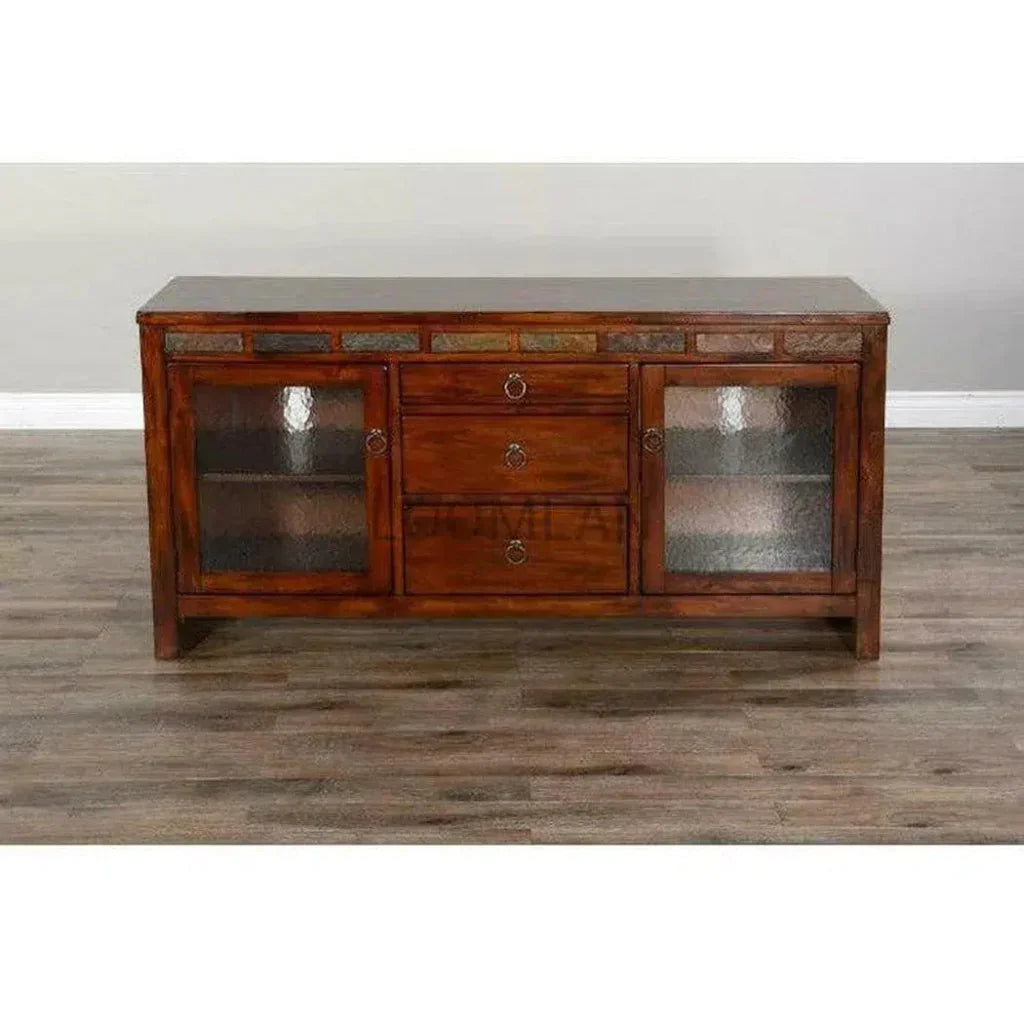 TV Stand Media Console Dark Wood Cabinet - LOOMLAN - Sunny D - TV Stands & Media Centers