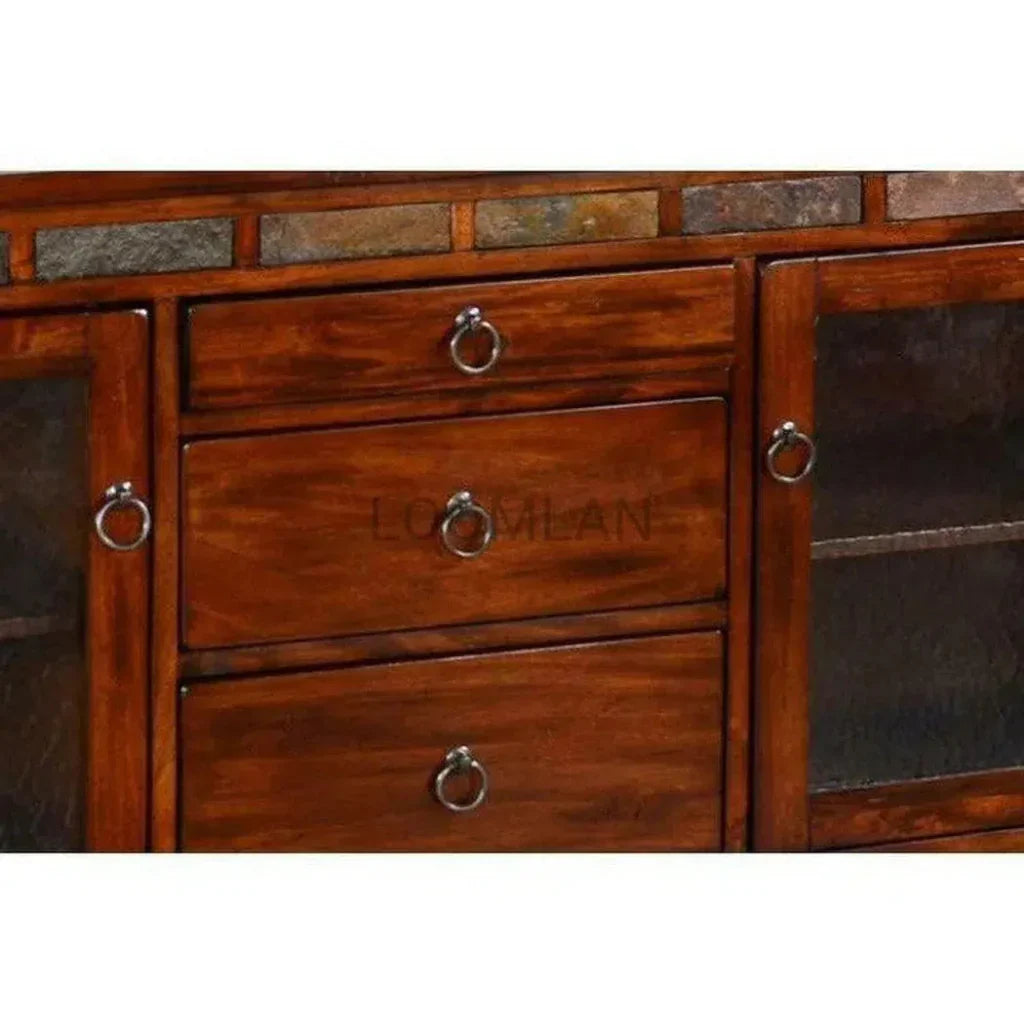 TV Stand Media Console Dark Wood Cabinet - LOOMLAN - Sunny D - TV Stands & Media Centers