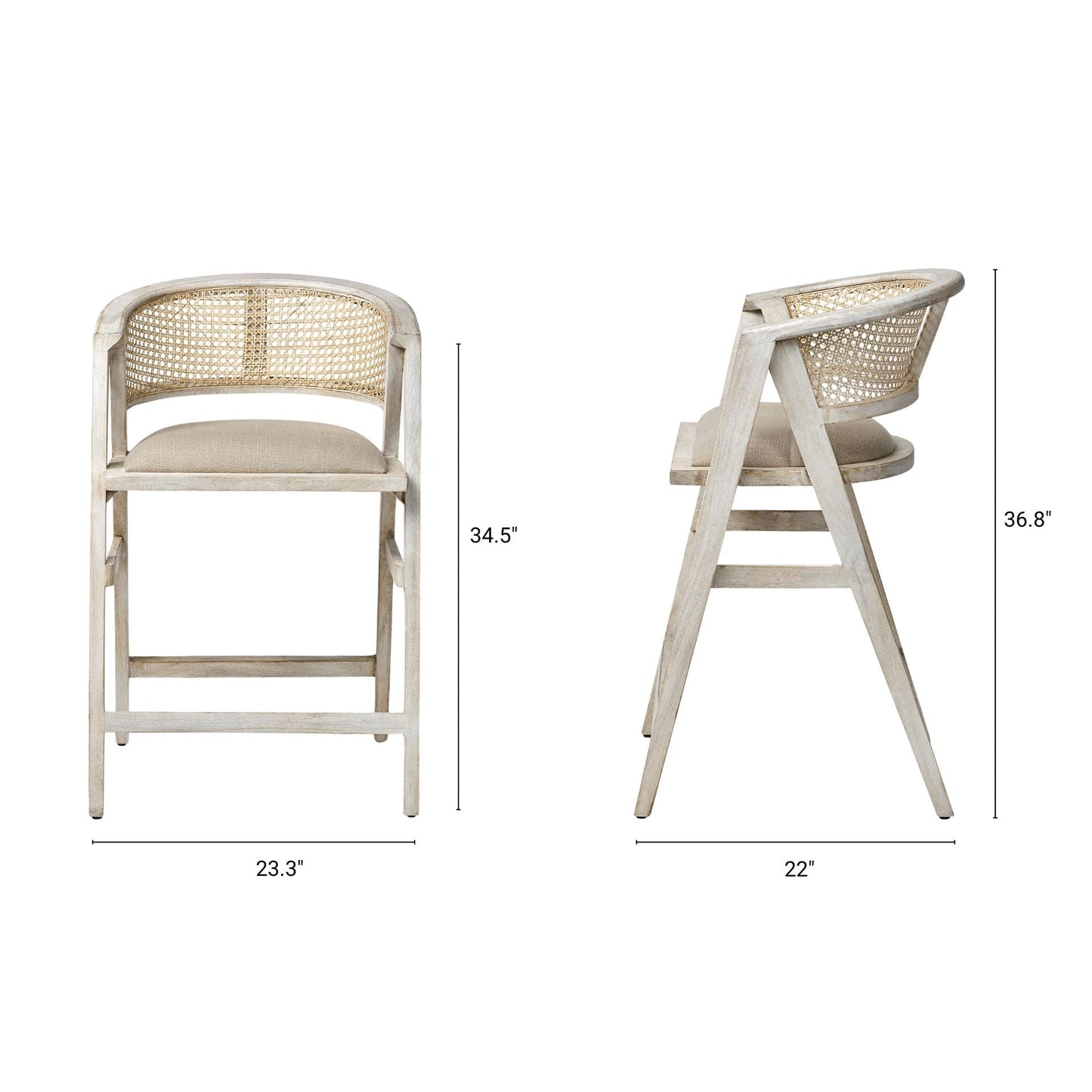 Tabitha Beige Fabric Counter Stool