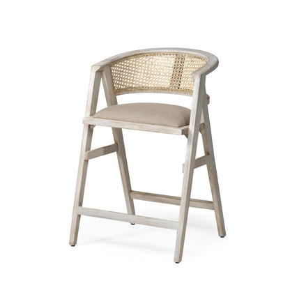 Tabitha Beige Fabric Counter Stool
