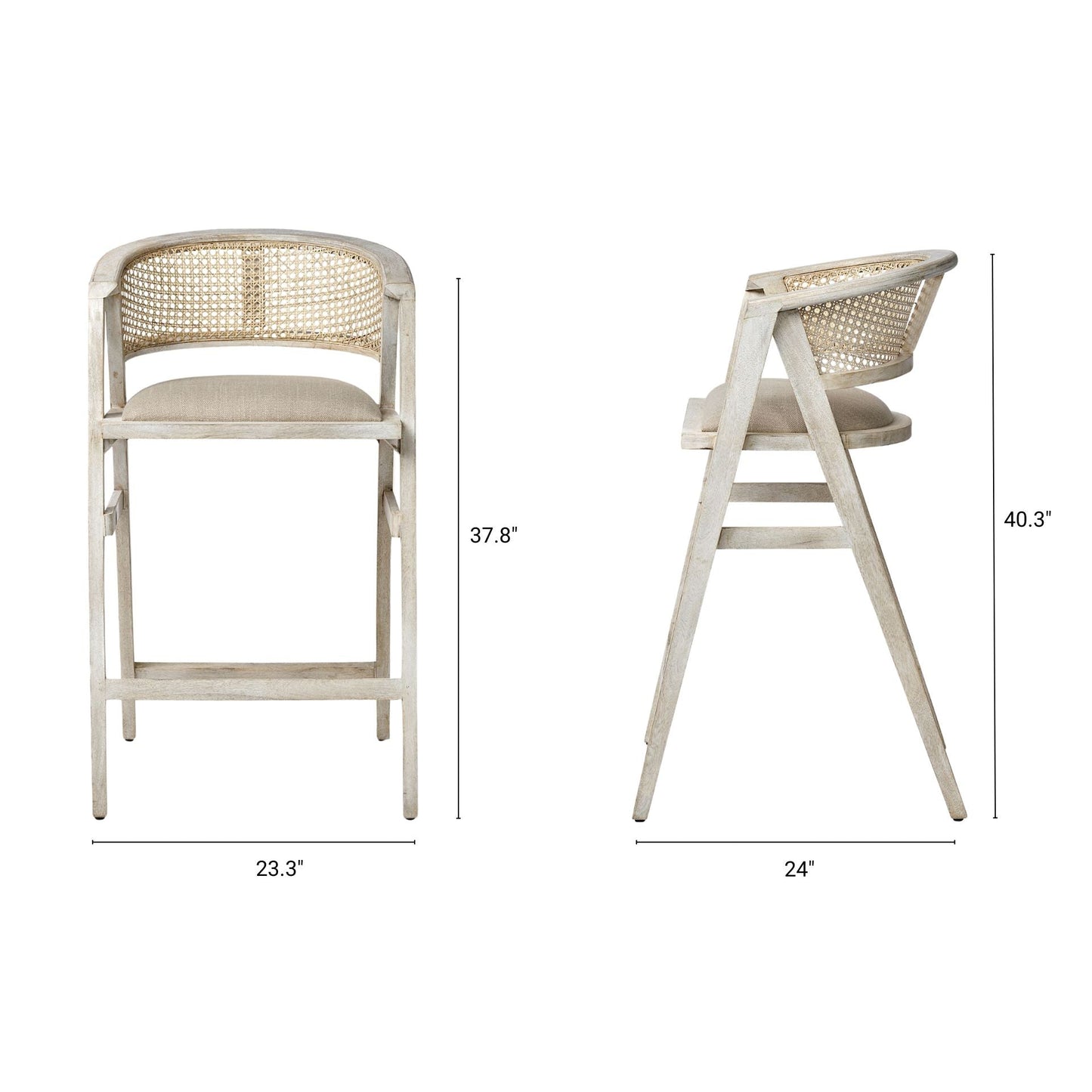 Tabitha Beige Fabric Triangular Leg Barstool