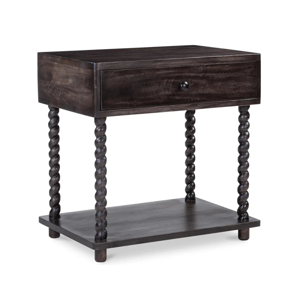 Tabitha Dark Brown Soft - Close Drawer Nightstand - LOOMLAN - Moe's Home - Nightstands