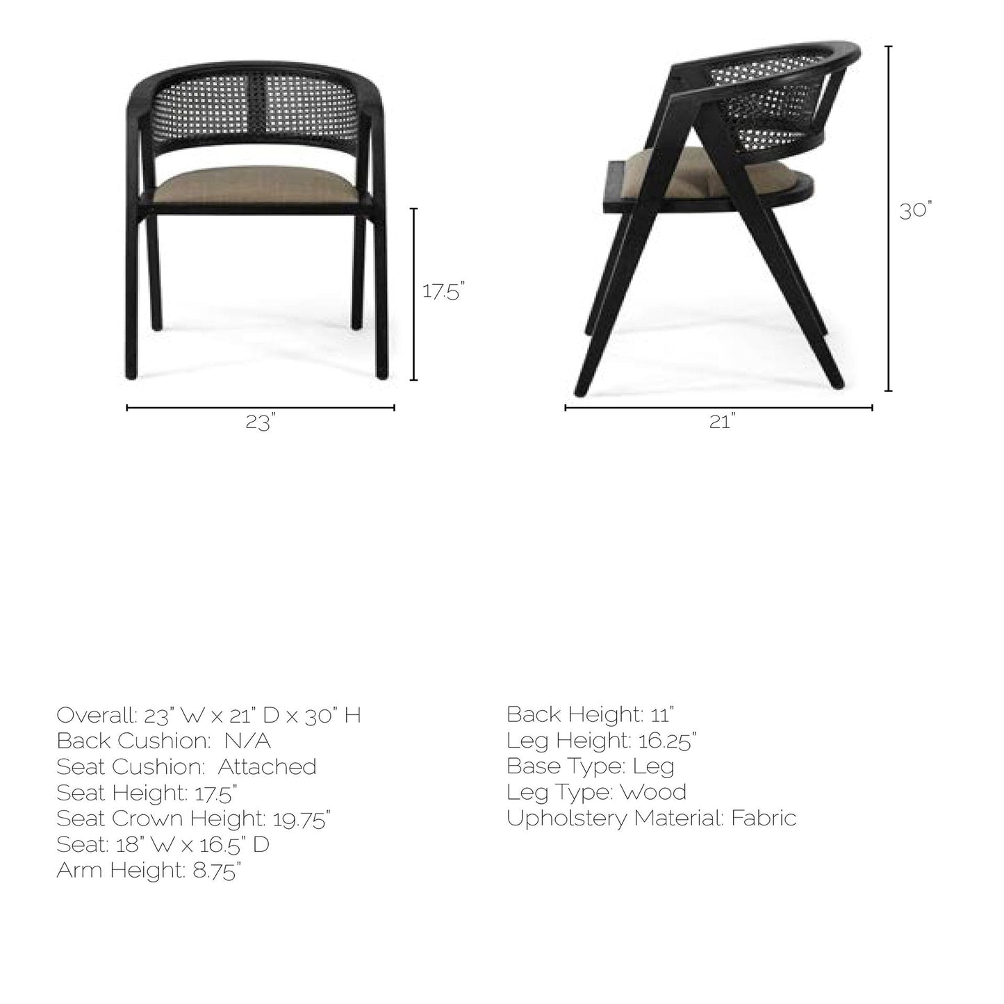 Tabitha Linen Wrap Seat Dining Chair (Set of 2)