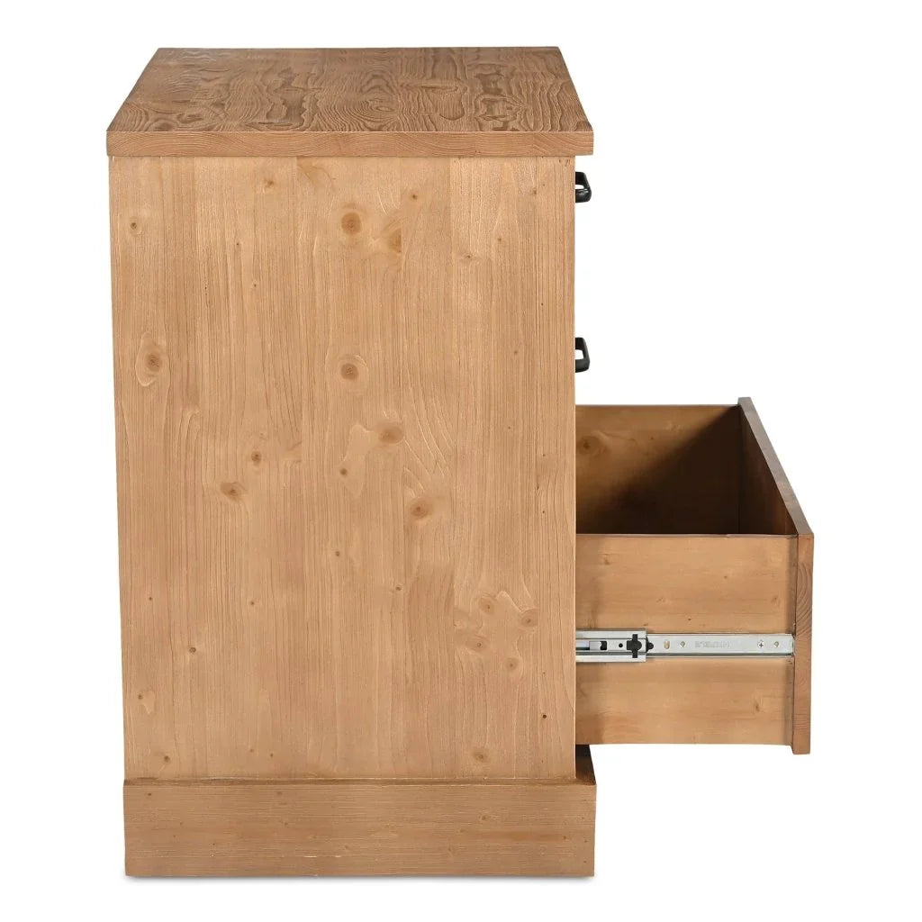 Tade Brown Pine Wood Three Drawer Nightstand - LOOMLAN - Moe's Home - Nightstands