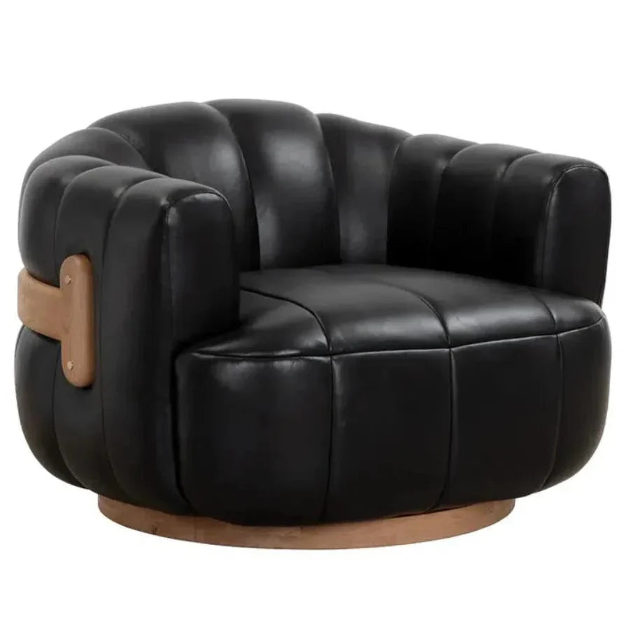 Tadeo Leather Swivel Lounge Chair - LOOMLAN - SUNPAN - Club Chairs
