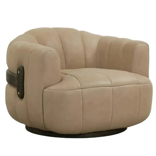 Tadeo Leather Swivel Lounge Chair - LOOMLAN - SUNPAN - Club Chairs