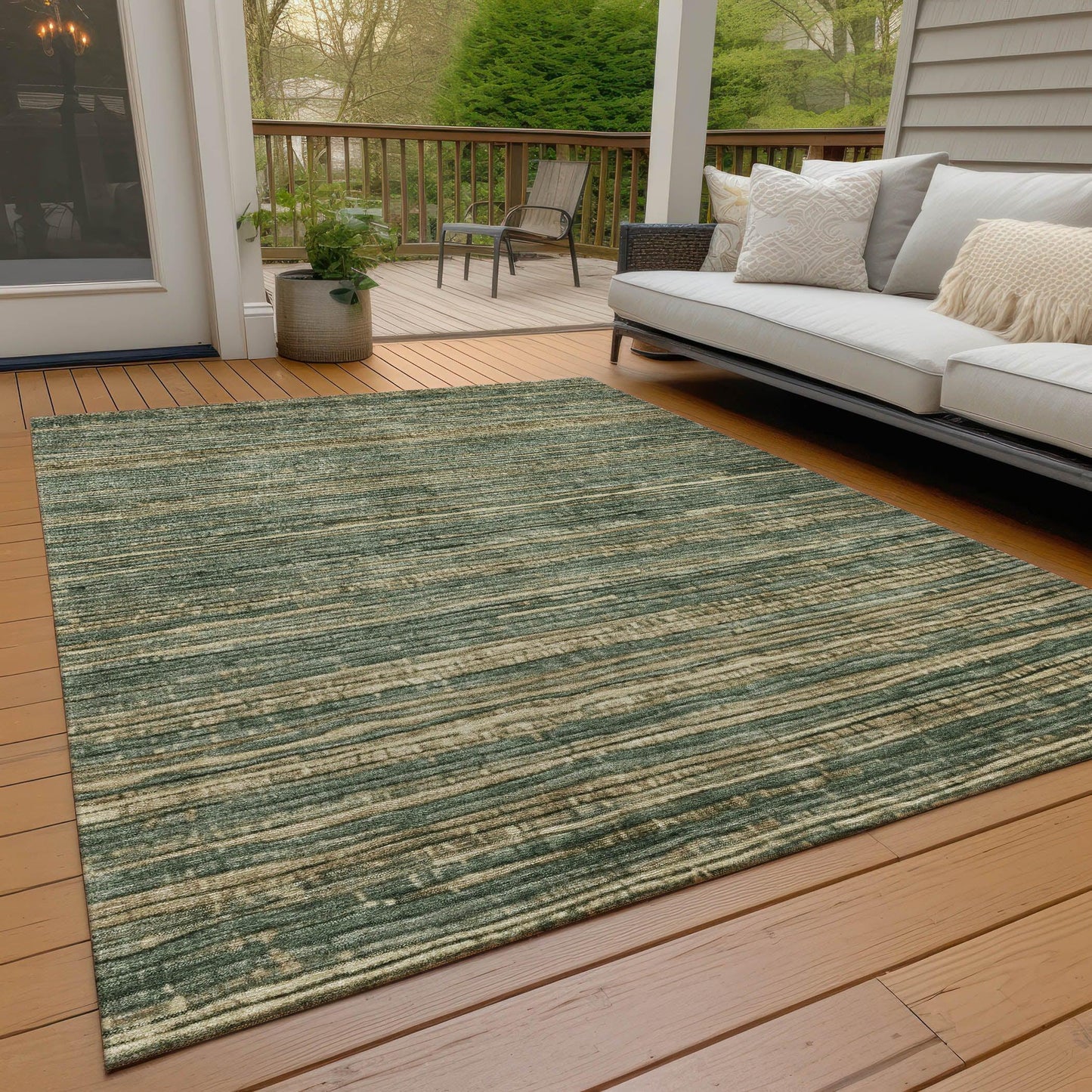 Taelain Fern Washable Indoor-Outdoor Rug