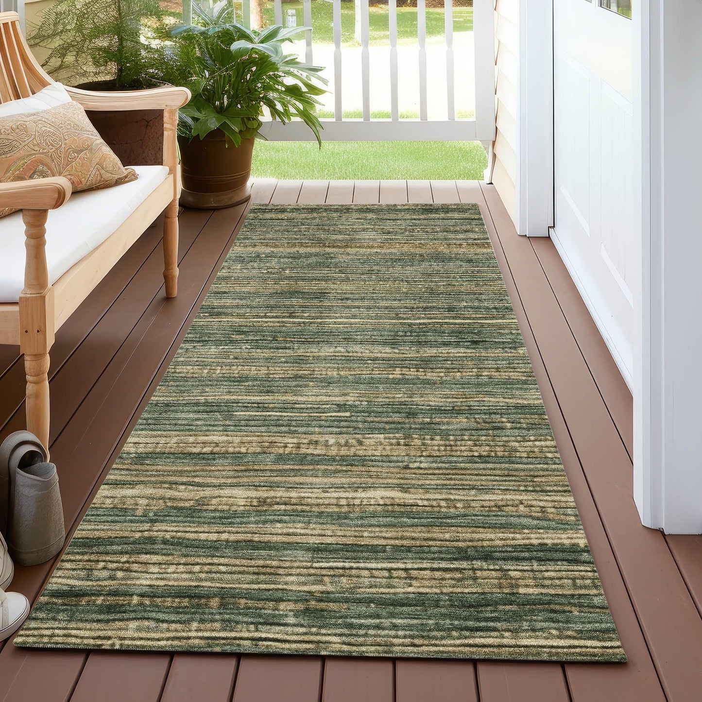 Taelain Fern Washable Indoor-Outdoor Rug