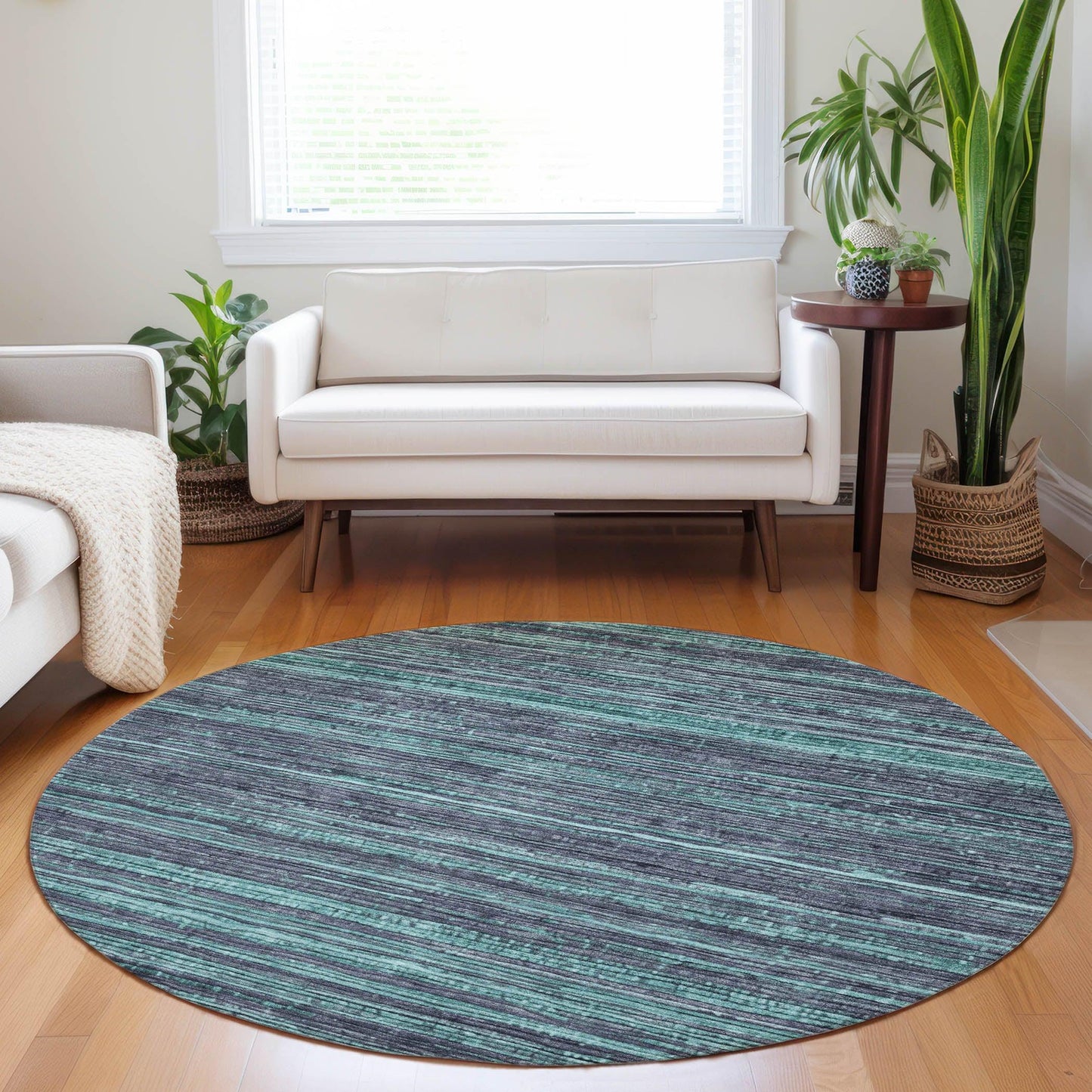 Taelain Teal Washable Indoor-Outdoor Rug