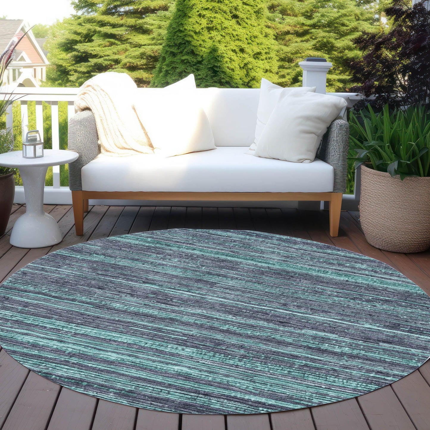 Taelain Teal Washable Indoor-Outdoor Rug
