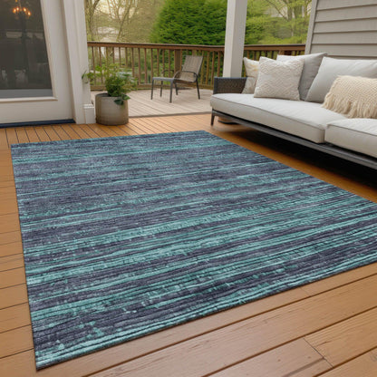 Taelain Teal Washable Indoor-Outdoor Rug
