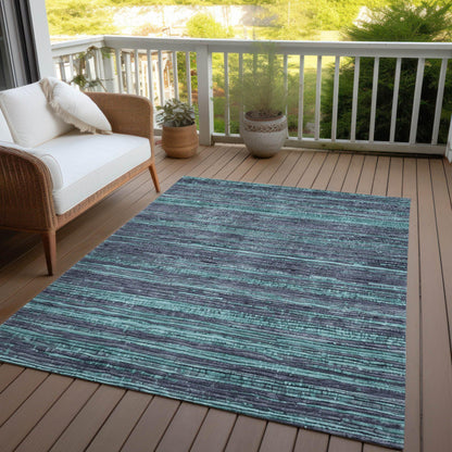 Taelain Teal Washable Indoor-Outdoor Rug
