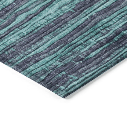 Taelain Teal Washable Indoor-Outdoor Rug