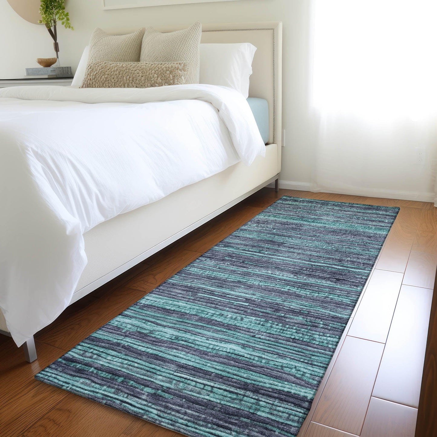 Taelain Teal Washable Indoor-Outdoor Rug