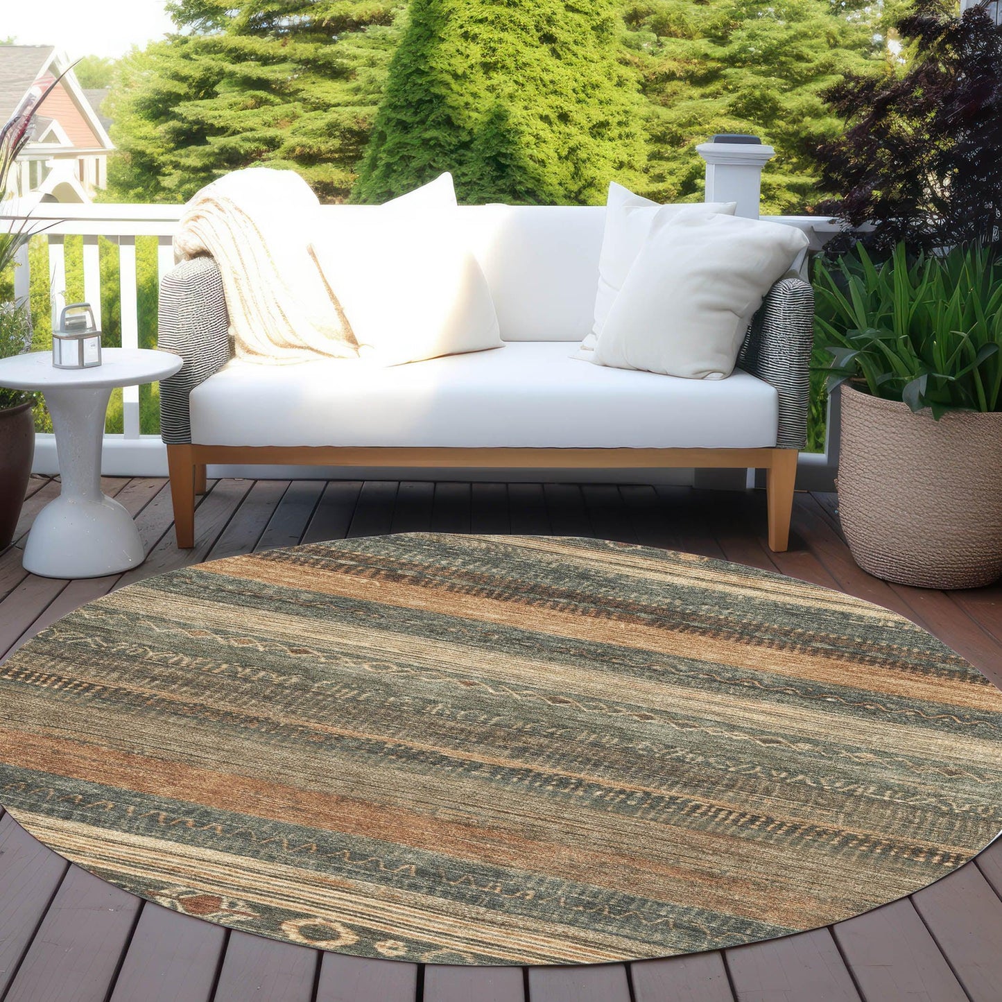 Taelanor Green Washable Indoor-Outdoor Rug