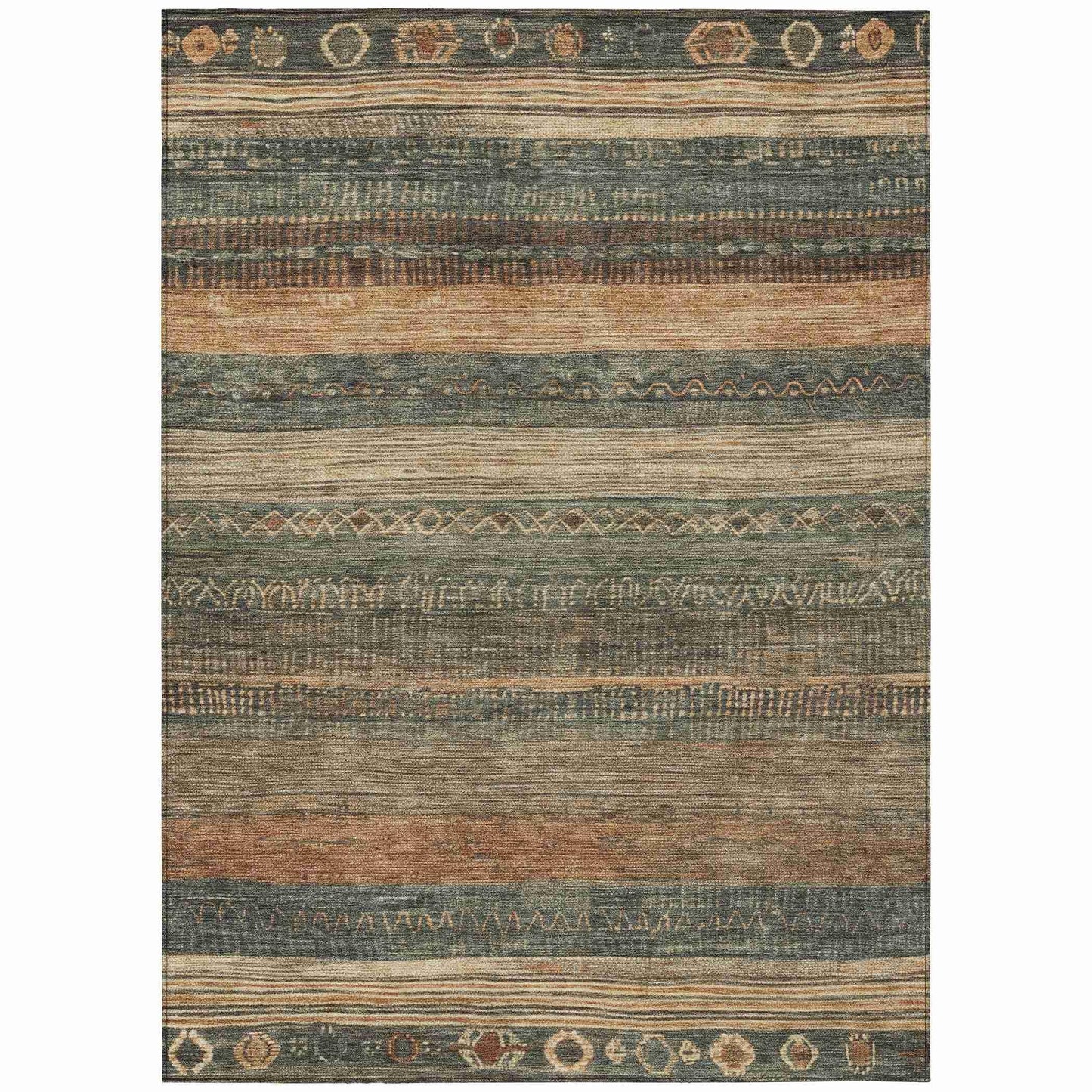 Taelanor Green Washable Indoor-Outdoor Rug