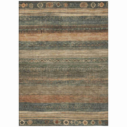 Taelanor Green Washable Indoor-Outdoor Rug