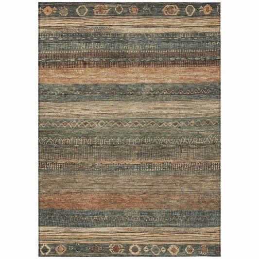 Taelanor Green Washable Indoor-Outdoor Rug