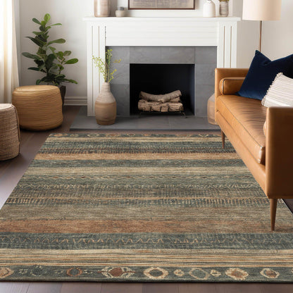 Taelanor Green Washable Indoor-Outdoor Rug
