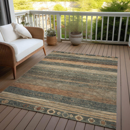 Taelanor Green Washable Indoor-Outdoor Rug