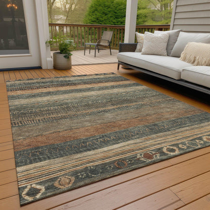 Taelanor Green Washable Indoor-Outdoor Rug
