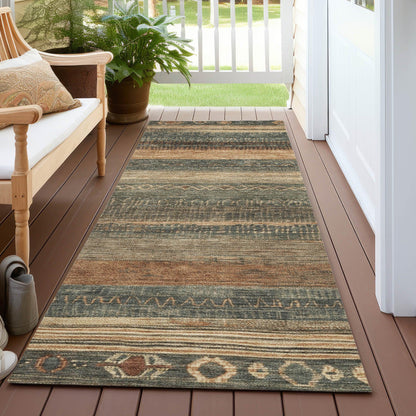 Taelanor Green Washable Indoor-Outdoor Rug