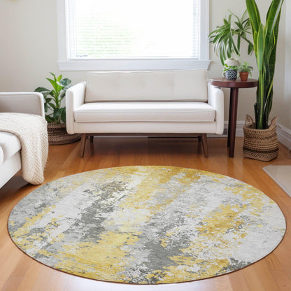 Taelara Gold Washable Indoor-Outdoor Rug