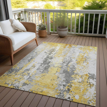 Taelara Gold Washable Indoor-Outdoor Rug